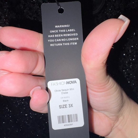 NWT Fashion Nova Black Sequin Asymmetrical Bodycon Dress - Picture 7 of 13